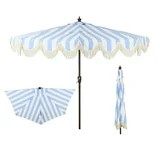 JONATHAN Y Beverly 9 ft. Half Market Patio Umbrella, Designer Classic Scalloped Fringe with Crank... | Walmart (US)