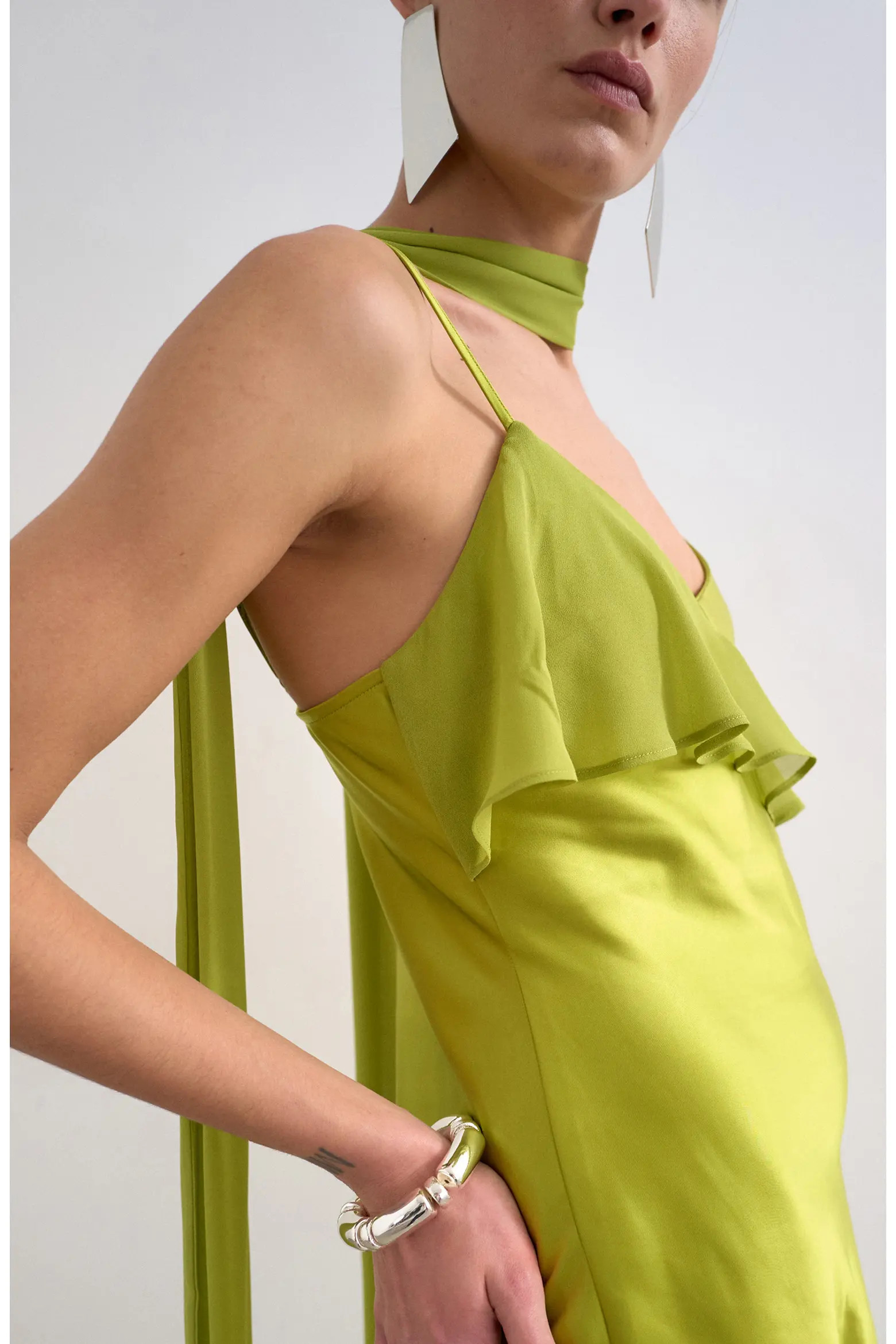 Mixed Media Ruffle Maxi Dress with Scarf (Women) | Nordstrom | Nordstrom