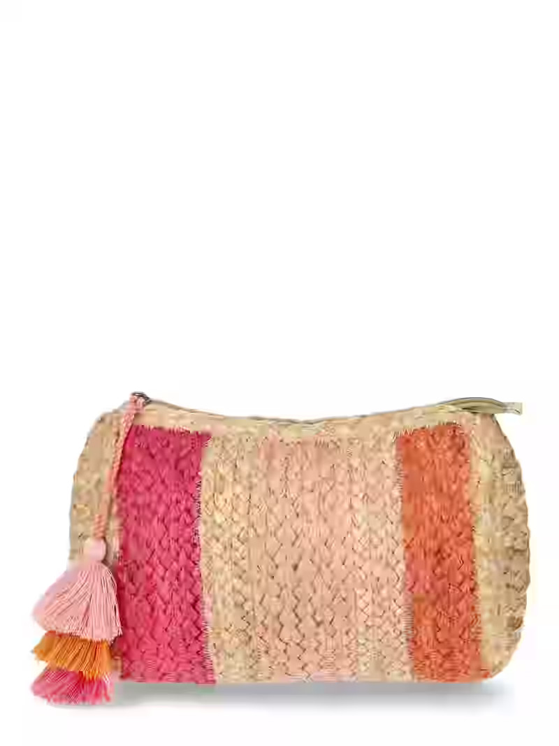 No Boundaries Jute Zipper Pouch, Pink, Women’s | Walmart (US)