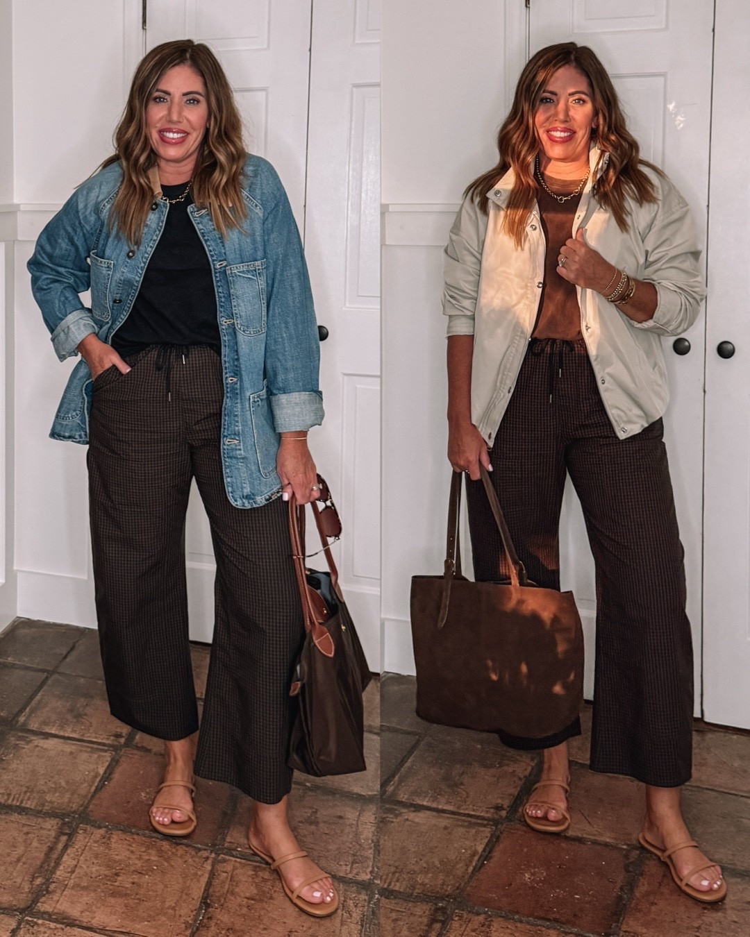 Easy casual outfits for fall

Plaid poplin barrel pull-on drawstring pants, medium
Black slub tee, large
Barn jacket from the men’s department, size large
Bomber jacket that feels and looks so high-end, size large
My favorite new tote that I’m obsessed with!

#LTKOver40 #LTKootd #LTKSeasonal