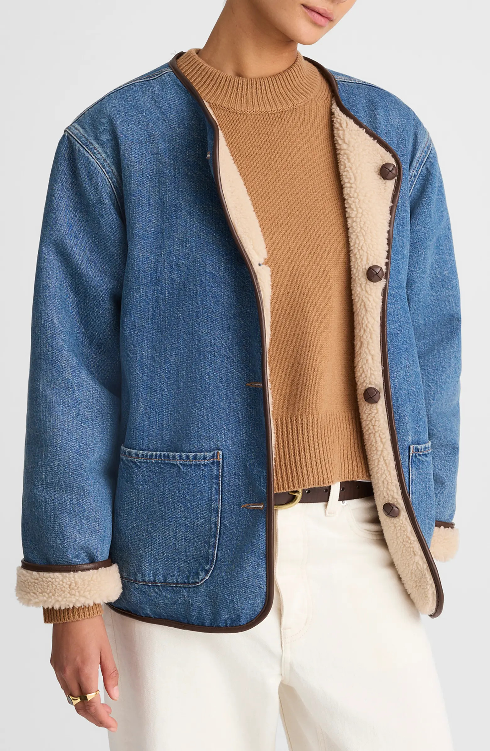 Denim & Faux Shearling Reversible Jacket | Nordstrom