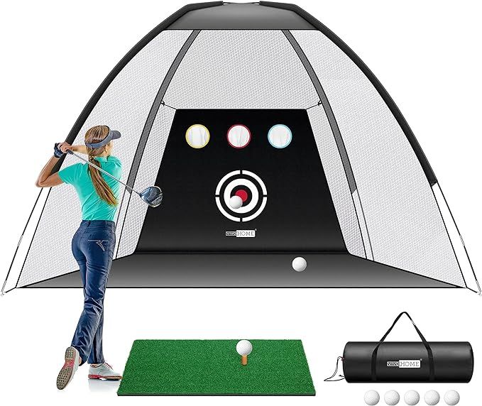 VIVOHOME 10 x 7 FT Portable Golf Practice Hitting Training Aids Net Set with Target and Carry Bag... | Amazon (US)