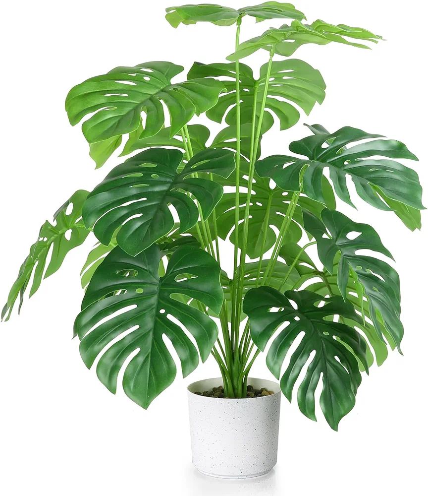 28" Fake Plants Large Tropical Palm Tree Artificial Monstera Faux Plant Tree in Pot for Indoor Ou... | Amazon (US)