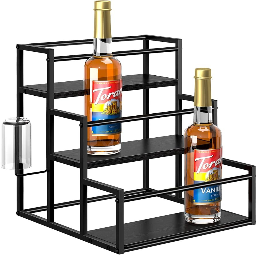 Coffee Syrup Rack Organizer, Syrup Bottle Holder Stand for Coffee Bar, 3-Tier 12 Bottles Storage ... | Amazon (US)