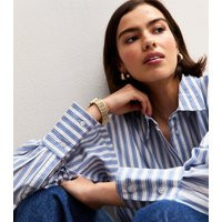 Women's Blue Striped Chest Pocket Shirt New Look | New Look (UK)