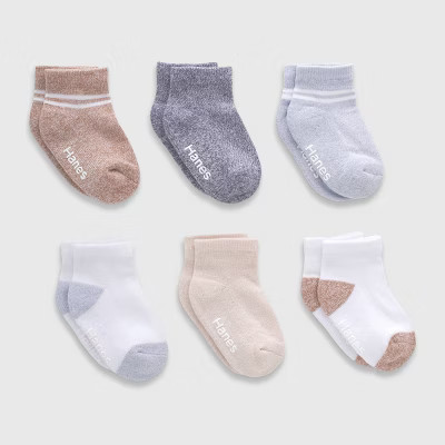 Hanes Baby Boys' 6pk PURE Comfort with Organic Cotton Solid Ankle Socks - White/Gray 6-12M | Target