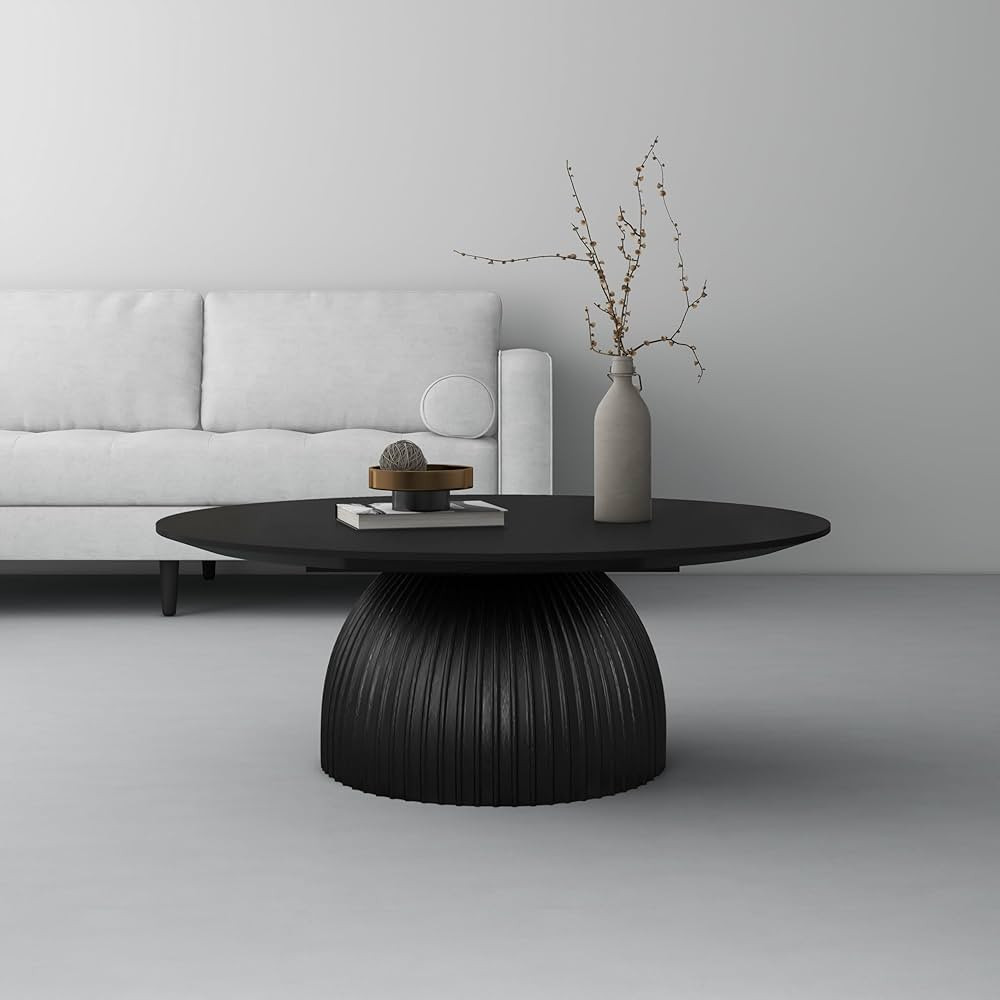 Black Round Coffee Table Modern, Contemporary Minimalist Drum Coffee Table, Circle Coffee Tables ... | Amazon (US)