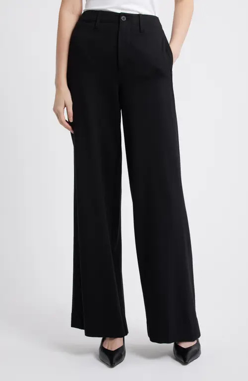 rag & bone Sofie High Waist Wide Leg Ponte Pants in Black at Nordstrom, Size 12 | Nordstrom