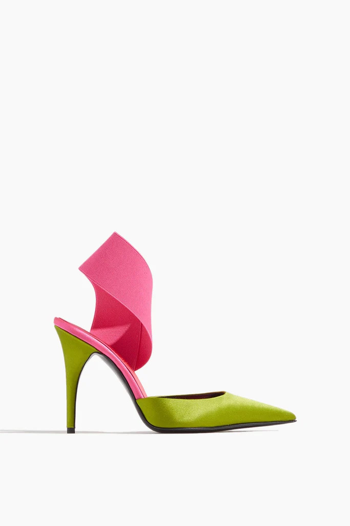 Pointy High Heel in Acid Green/Hot Pink | Hampden Clothing