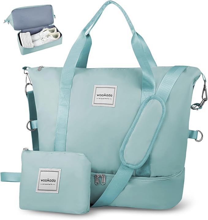 WOOMADA Weekender Bag for Women, Travel Duffel Bags with Shoe Compartment & Wet Pocket, Personal ... | Amazon (US)