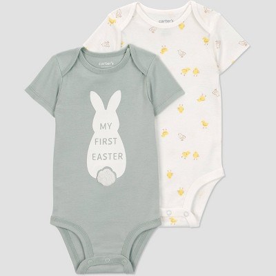 Carter's Just One You® Baby 2pk My 1st Easter Bodysuits - Ivory/Green Newborn | Target