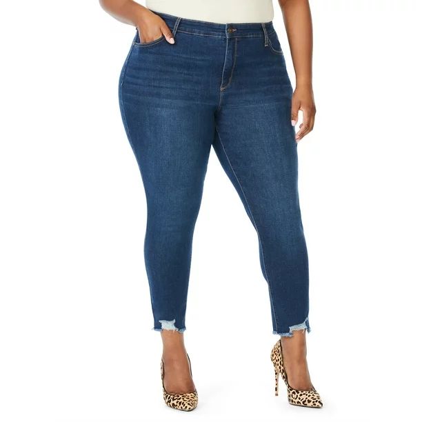 Sofia Jeans by Sofia Vergara Plus Size Rosa Curvy Ripped Hem High-Waist Ankle Jeans - Walmart.com | Walmart (US)