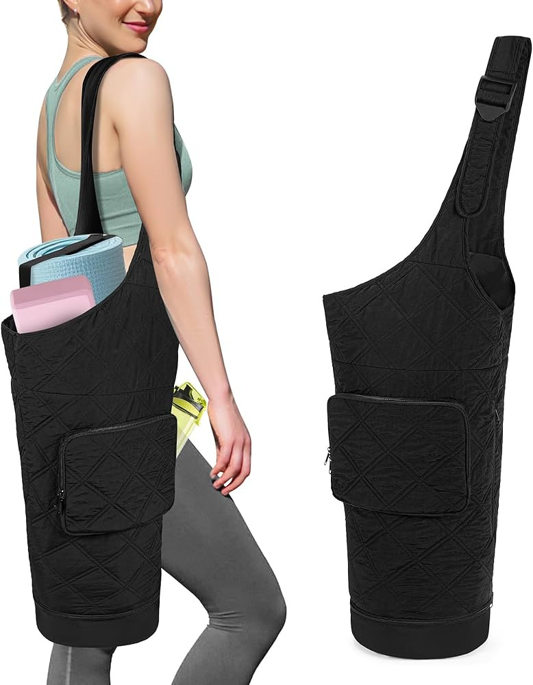 Yoga Mat Bag with Wet Pocket, Bottle Pocket and Mat Secure Straps, Yoga Mat Carrier Fits Most Siz... | Amazon (US)