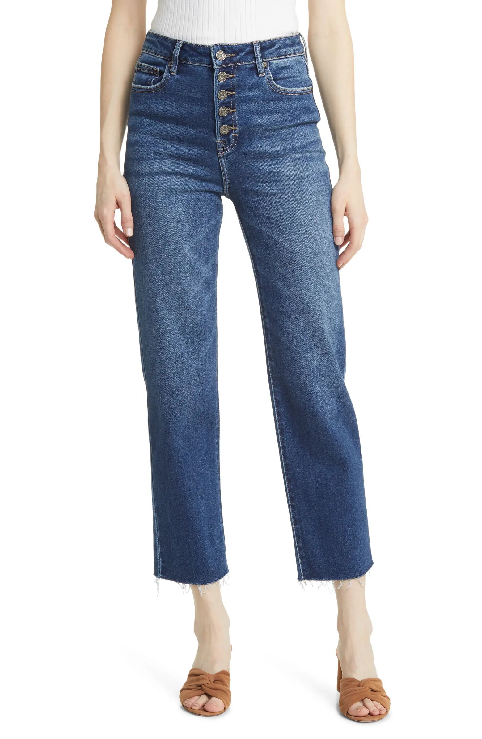 Tracey Exposed Button High Waist Ankle Straight Leg Jeans | Nordstrom