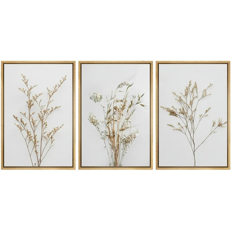 IDEA4WALL Framed Canvas Print Wall Art Set of 3 Wildflower Floral Botanical Prints, Modern Farmho... | Walmart (US)