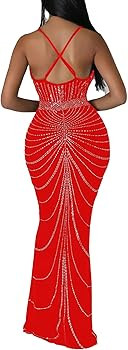 Nagfar Women Rhinestone and Sequin Birthday Party Sexy Club Night Out Holiday New Years Formal Dr... | Amazon (US)