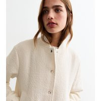 Women's Off White Bouclè Bomber Jacket New Look | New Look (UK)