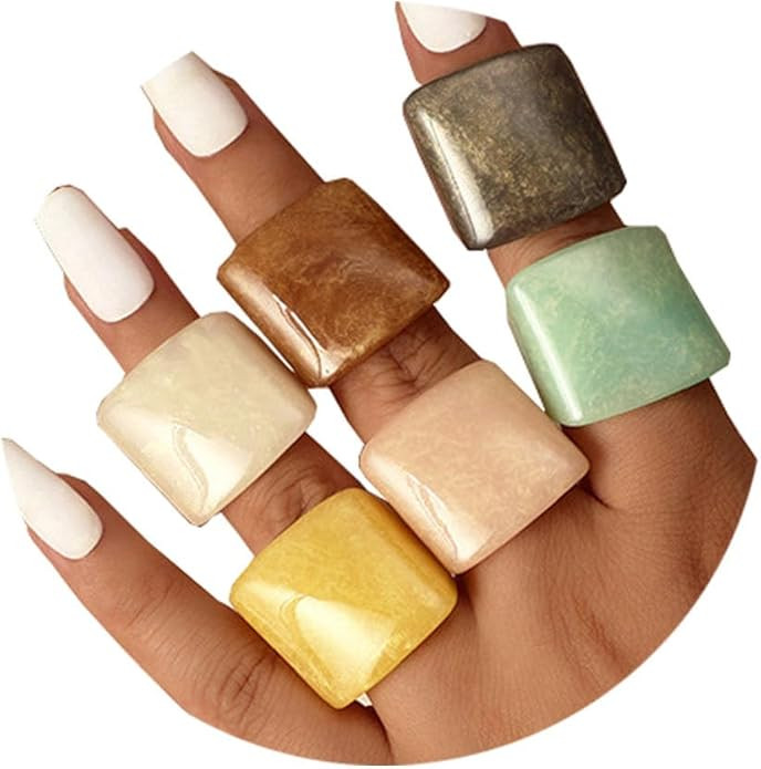 GYRMMUE Multicolor Resin Chunky Rings for Women,Acrylic Plastic Rin Knuckle Finger Cute Trendy Ae... | Amazon (US)