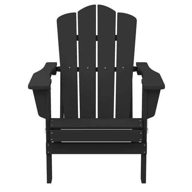 Outdoor Patio Folding HDPE Resin Adirondack Chair, Black | Walmart (US)