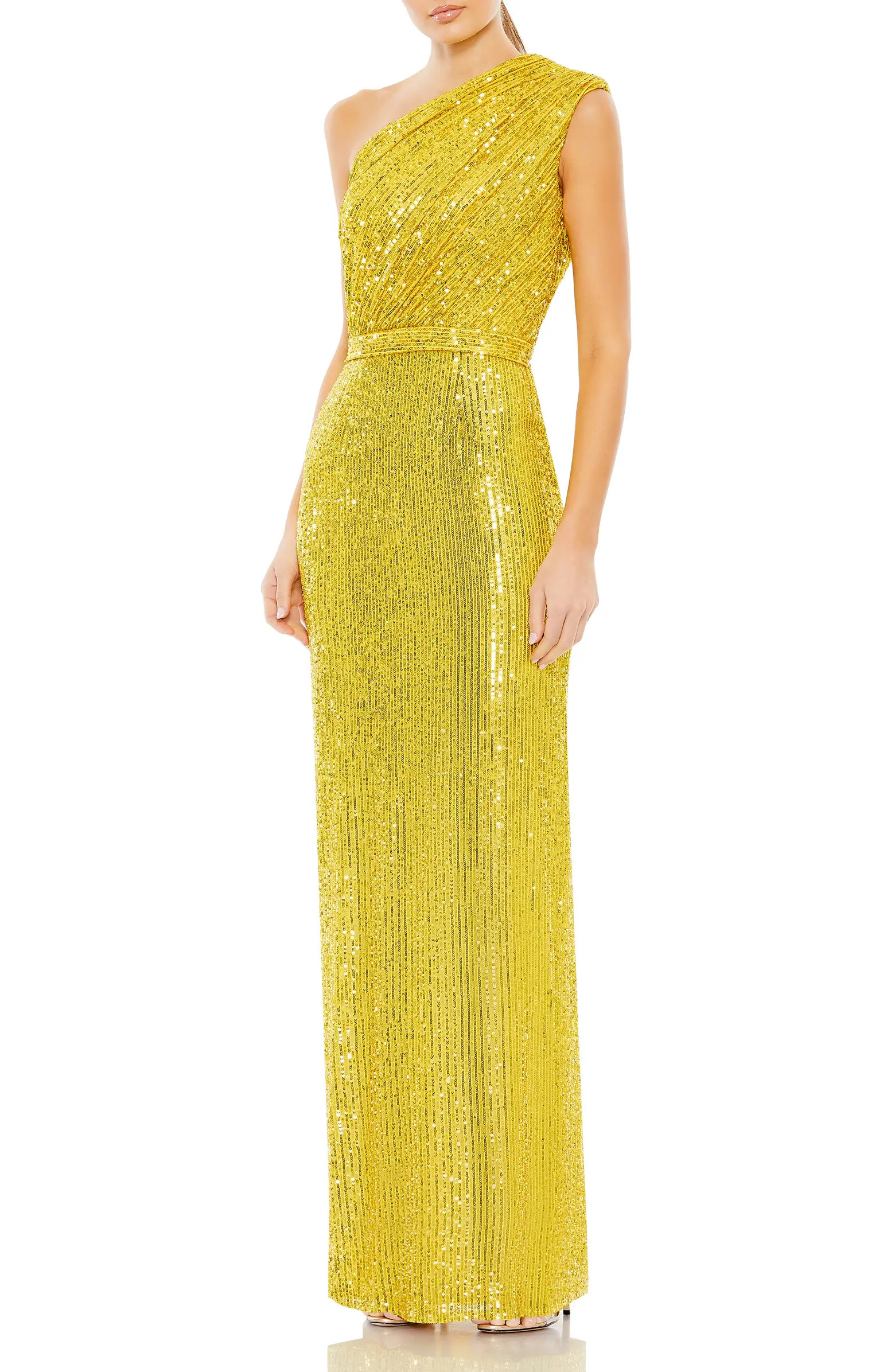 Sequin One-Shoulder Column Gown | Nordstrom