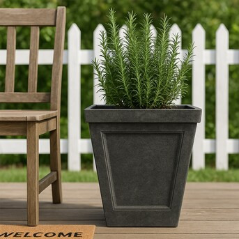 allen + roth Square 15.28-in W x 16.5-in H x Black Recycled plastic Indoor/Outdoor Planter | Lowe's