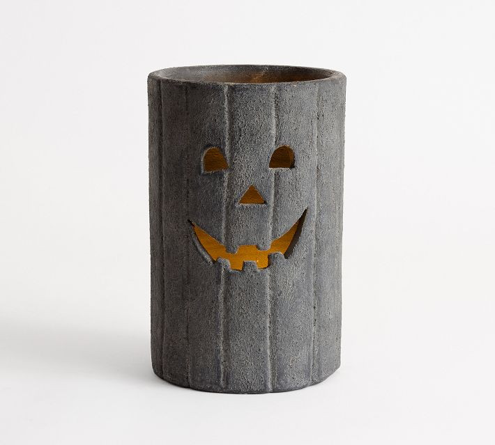 Terracotta Jack O'Lantern Hurricane Candle Holder | Pottery Barn CA