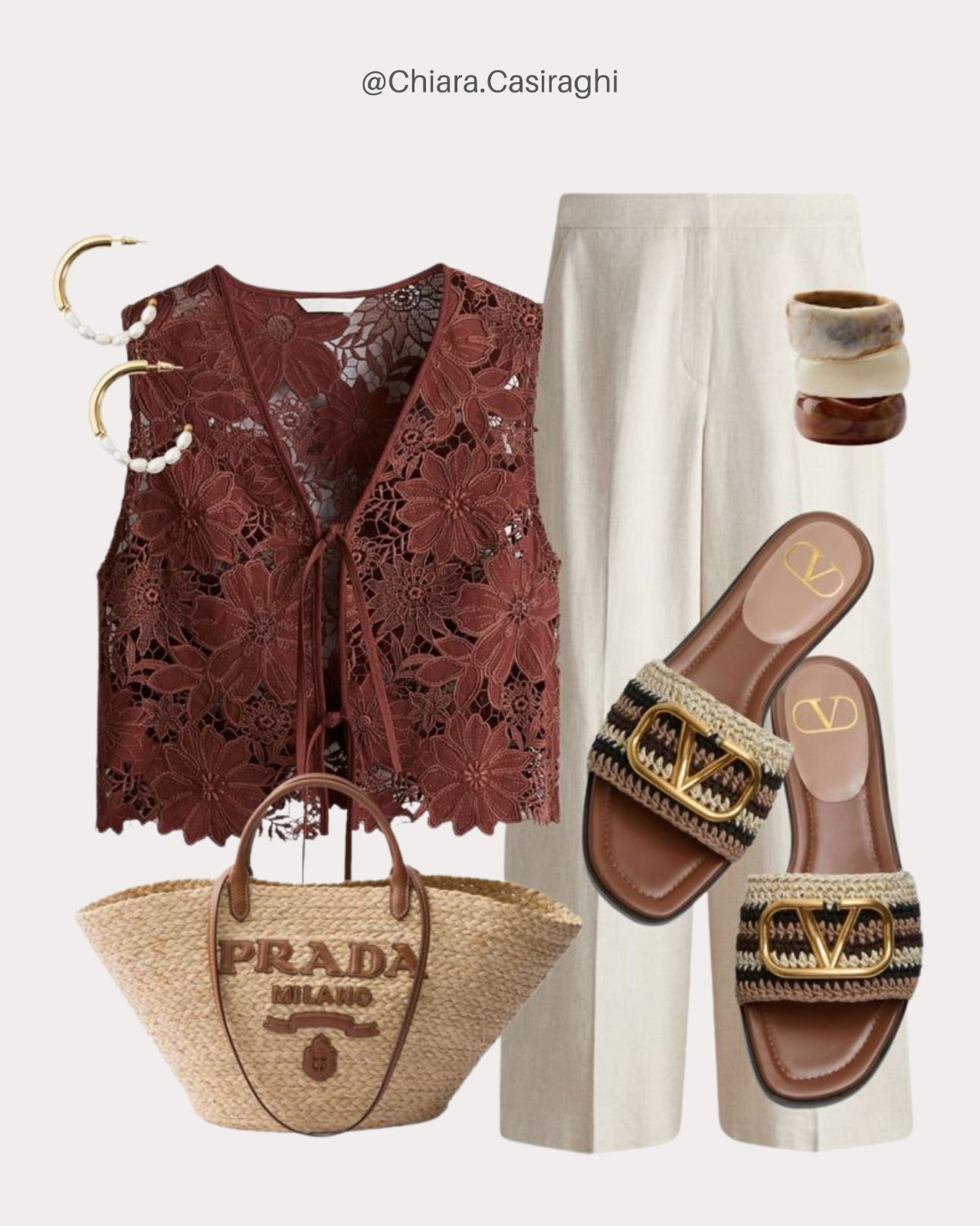 Elevate your summer look with this boho-chic vest, stylish pants, and trendy sandals. Perfect for a beach day! #ChiaraCasiraghi
 

 #LTKootd #LTKActive #LTKSaleAlert