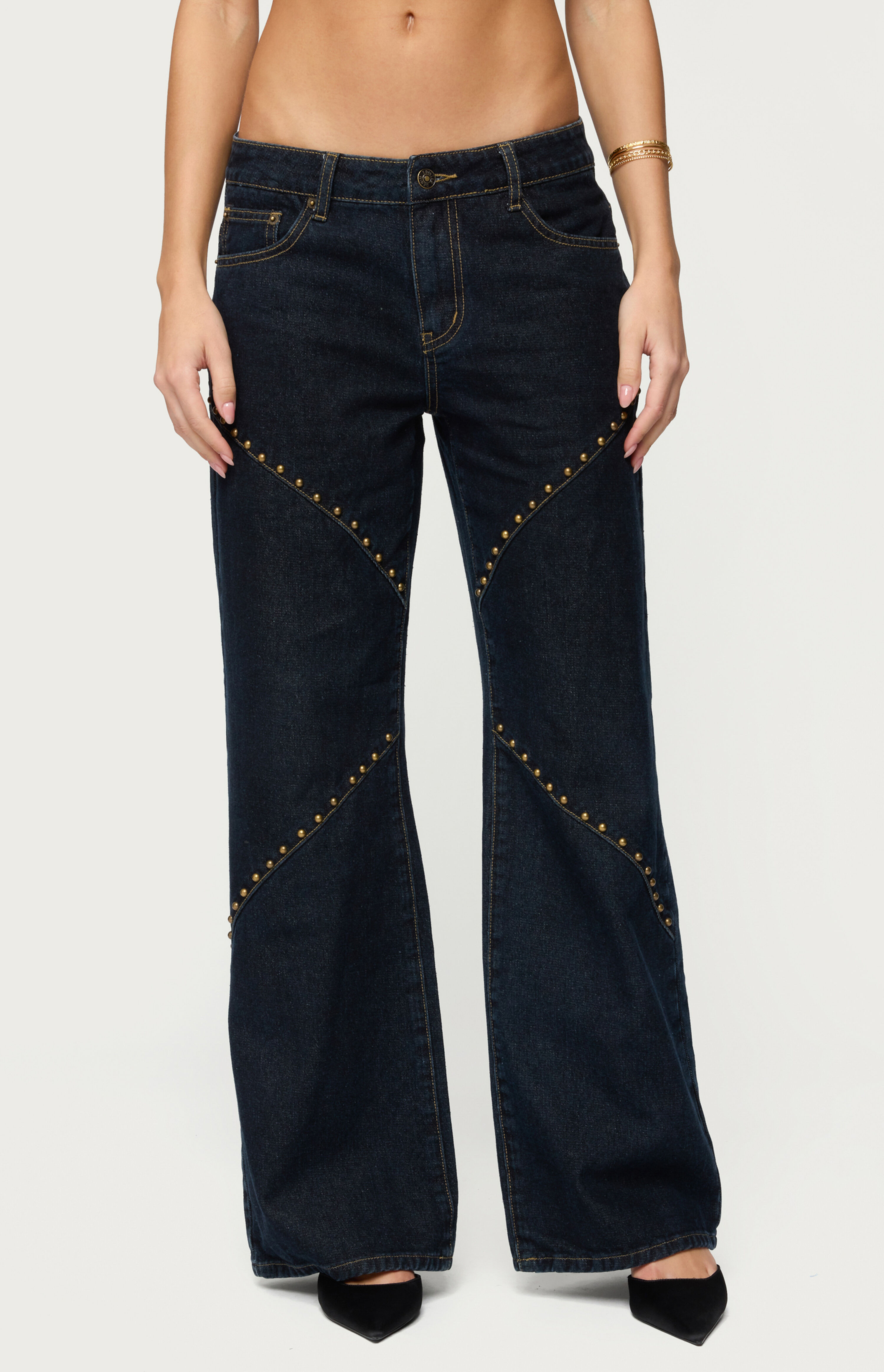 Edikted Charla Stud Low Rise Baggy Jeans | PacSun