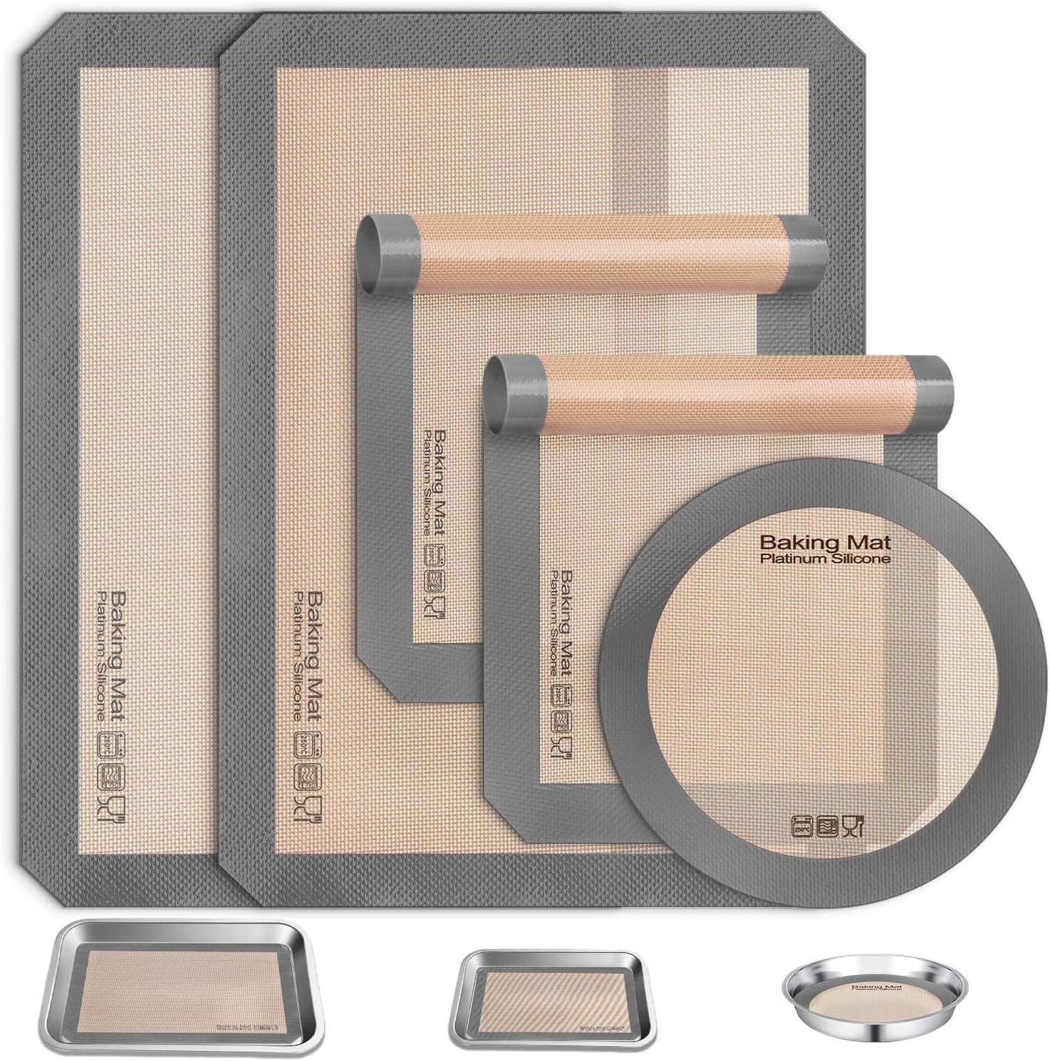 Sopito 5PCS Non Stick Platinum Silicone Baking Mat for Half Sheet & Quarter Baking Sheet and 9'' ... | Walmart (US)