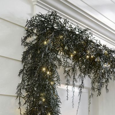 Pre-lit Weeping Black Garland | Grandin Road