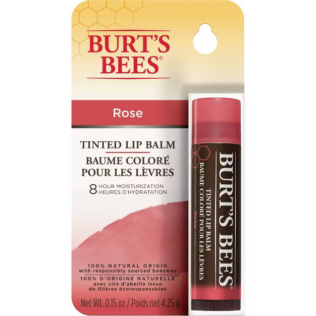 Burt's Bees Tinted Lip Balm - Rose Blister - 0.15oz | Target