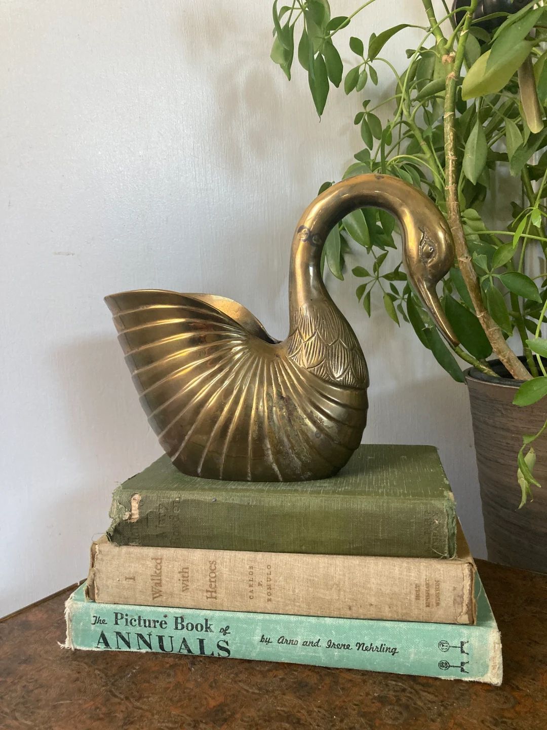 Brass swan planter | Etsy (US)