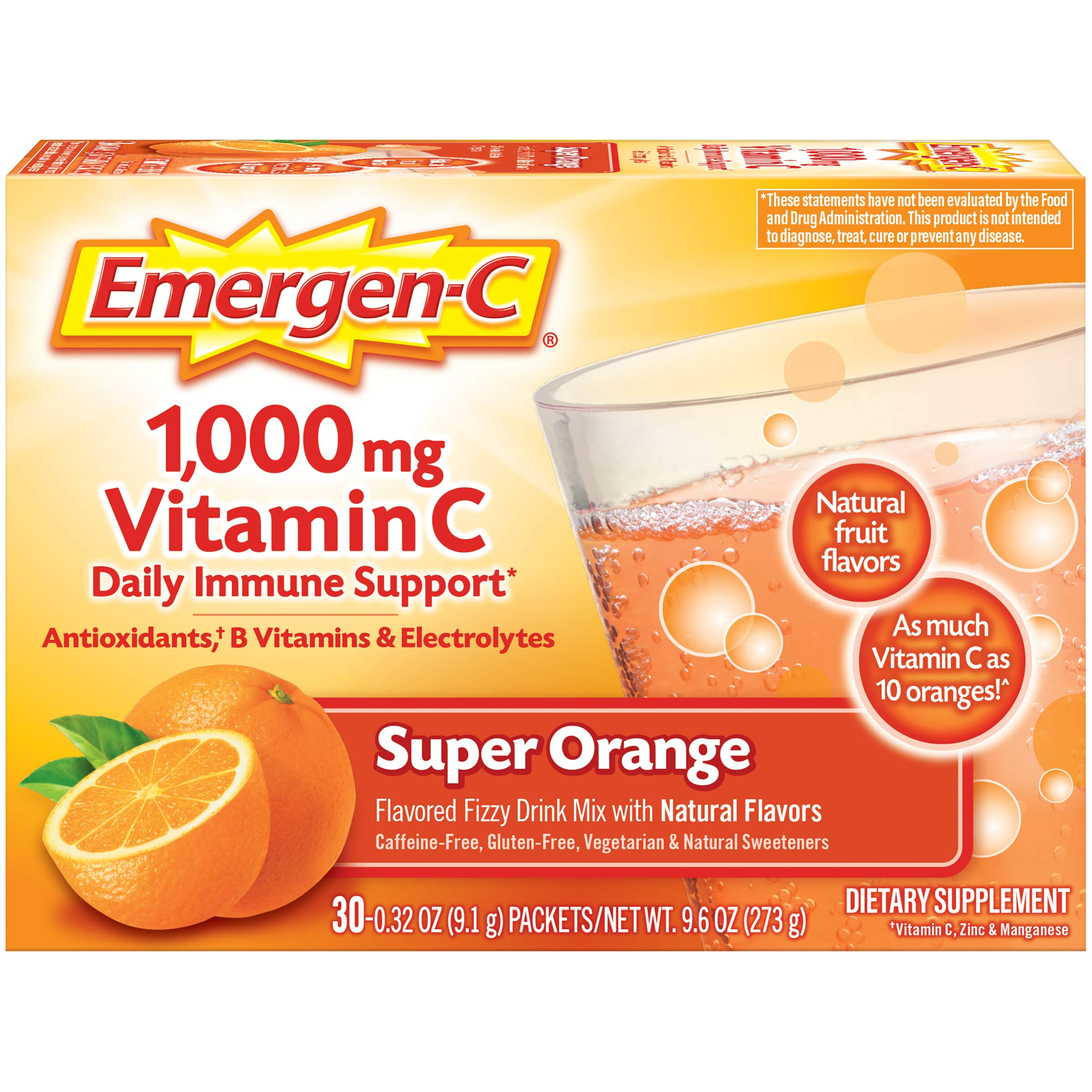 Emergen-C 1000mg Vitamin C Powder for Daily Immune Support Caffeine Free Vitamin C Supplements wi... | Amazon (US)