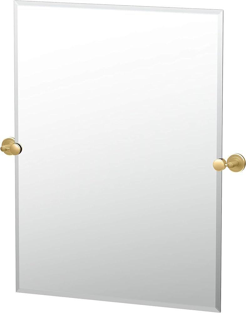 Gatco 4239S Latitude II Frameless Rectangle Pivot Mirror, 31.5", Brushed Brass | Amazon (US)