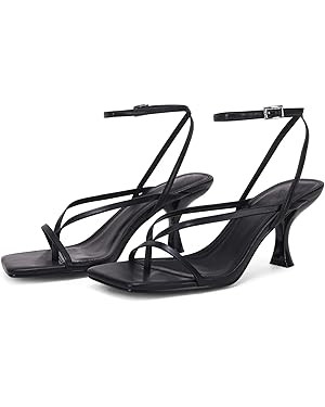 PiePieBuy Women's Lace Up Heeled Sandals Square Flip Flop High Heels Strappy Party Shoes | Amazon (US)