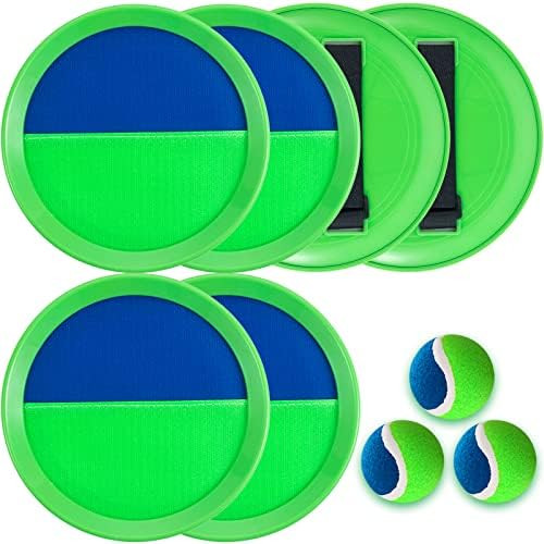 Outdoor Games for Kids - Beach Toys Toss and Catch Ball Set for Kids, Paddle Ball Game Set with 6... | Amazon (US)