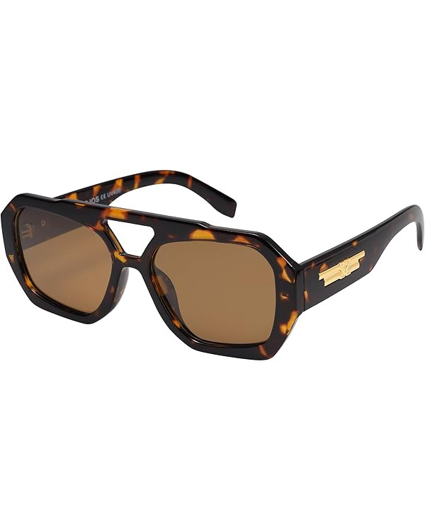 SOJOS Trendy Aviator Sunglasses for Womens Mens Polarized,Hexagonal Square Double Bridge Designer... | Amazon (US)