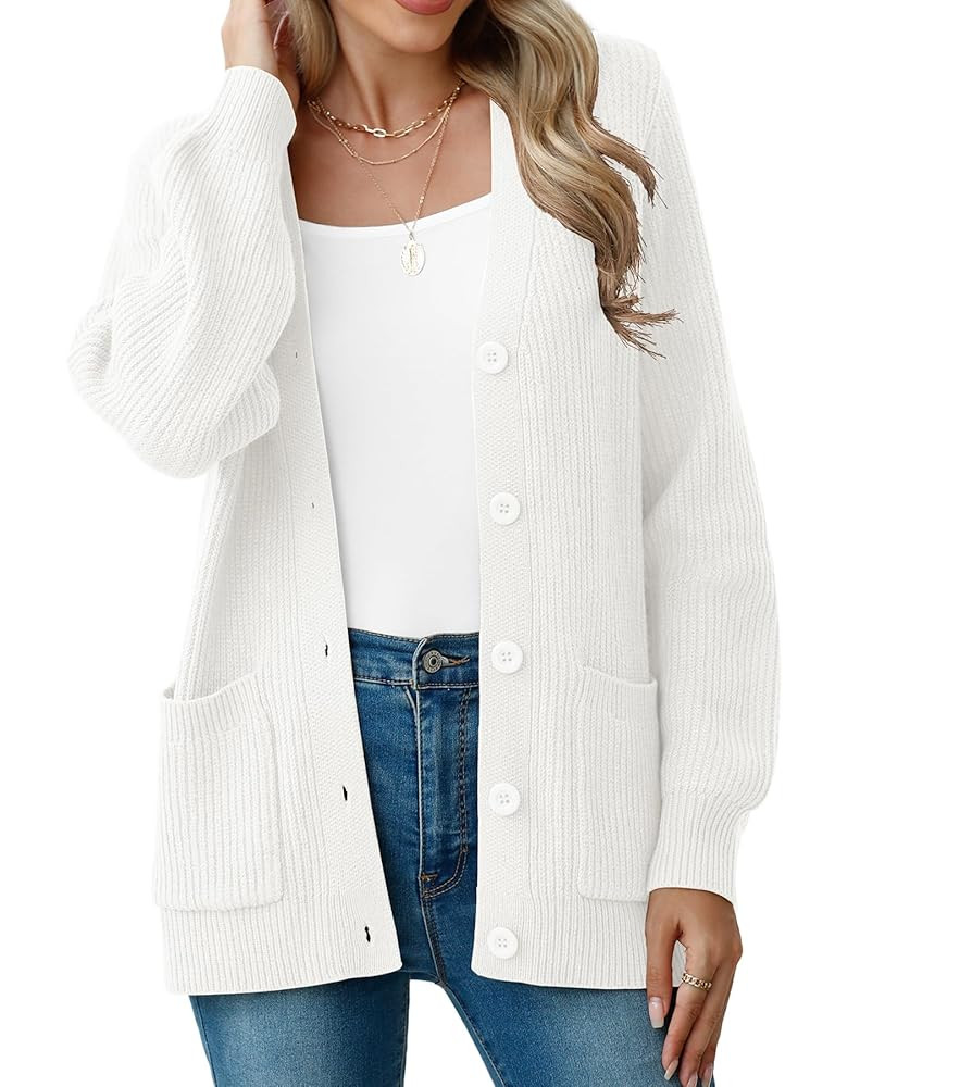 VIISHOW Women Chunky Knit Cardigan Sweater Long Sleeve V Neck Button up Cardigan with Pocket Swea... | Amazon (US)
