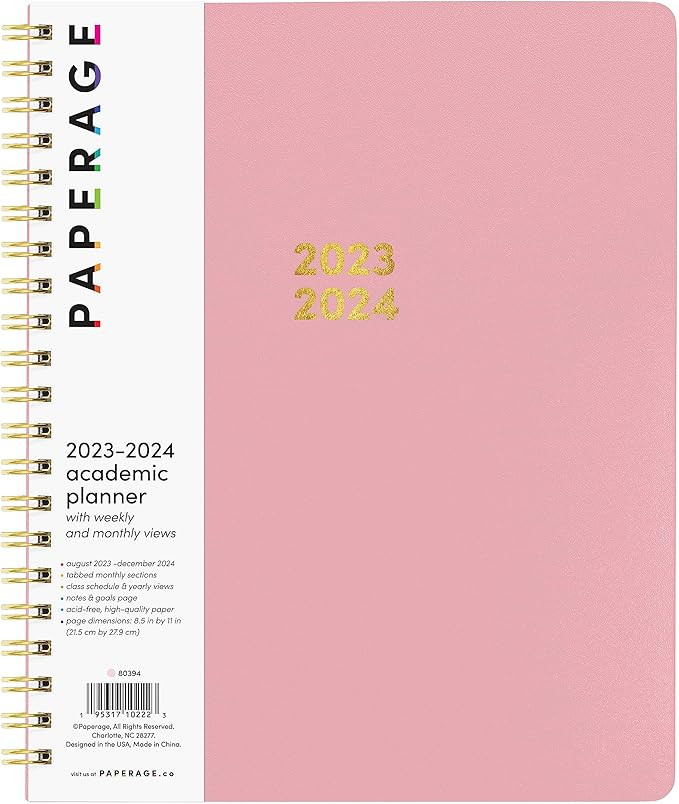 PAPERAGE 17 Month Academic Planner 2023-2024 – Weekly & Monthly Spreads, Blush – 17 Months (A... | Amazon (US)