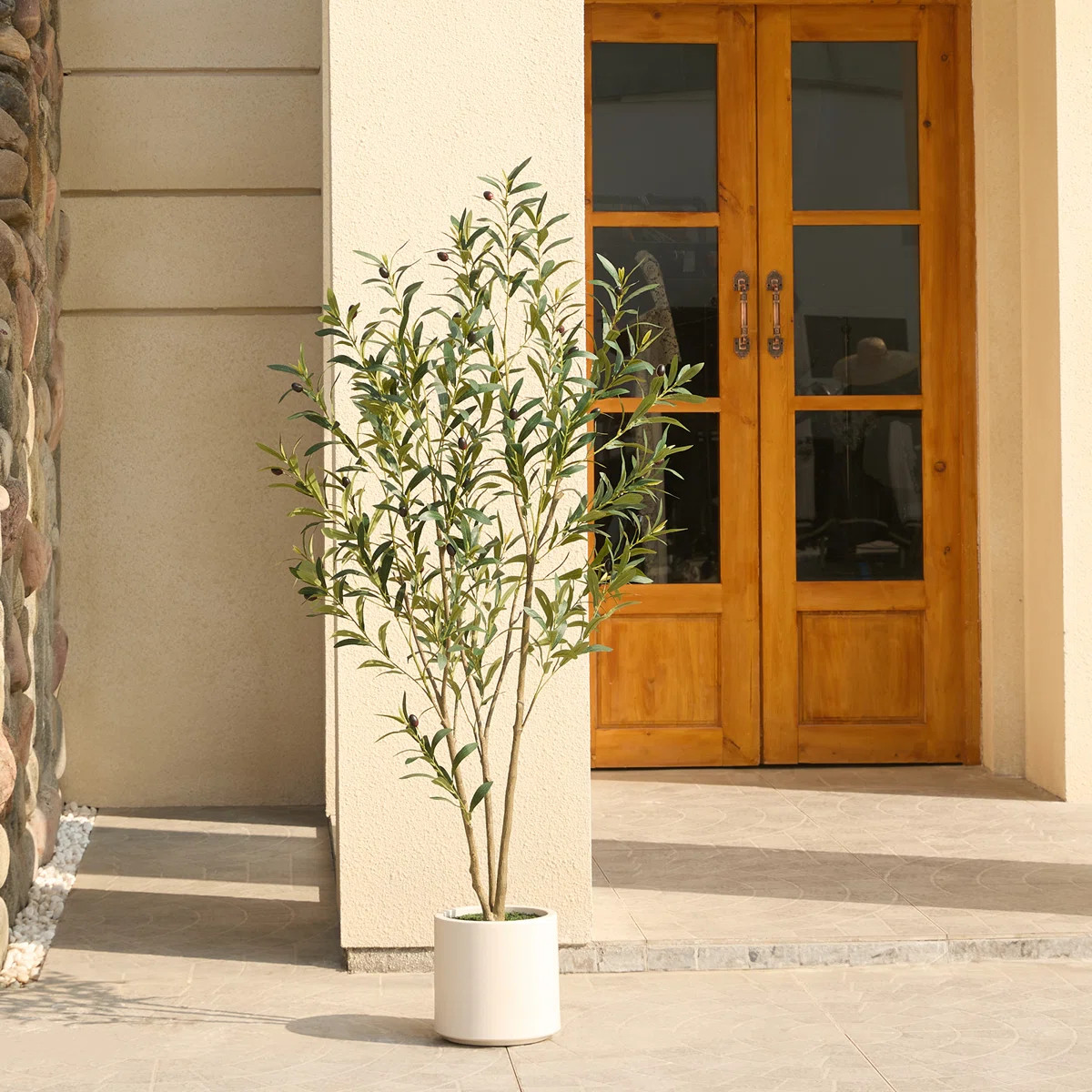 George Artificial Olive Tree in Round Planter, UV Protected Faux Olive Tree for Indoor Home Decor | Wayfair North America