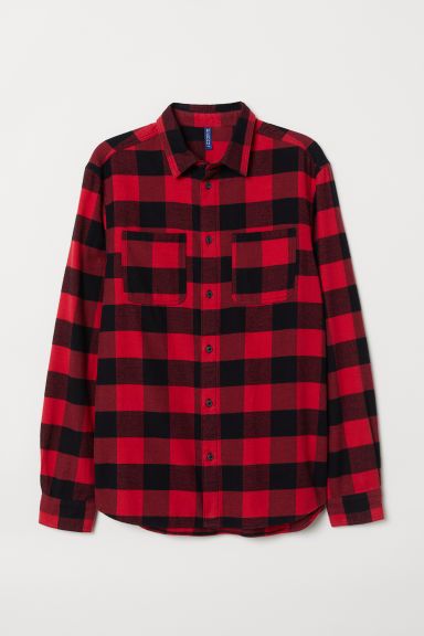 H & M - Cotton Flannel Shirt - Red | H&M (US + CA)