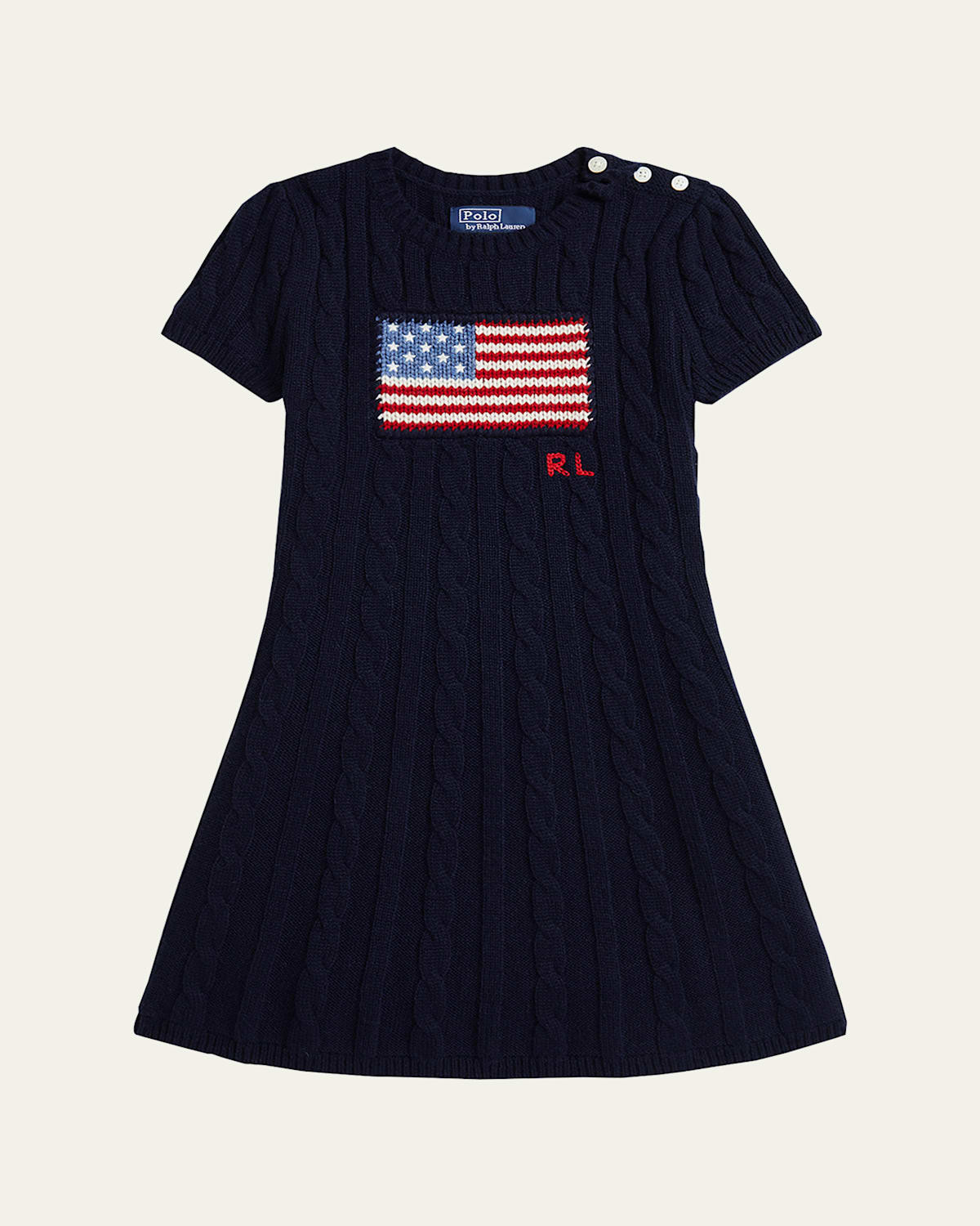Girl's American Flag Cashmere Cable Knit Dress, Size 2-6X | Bergdorf Goodman