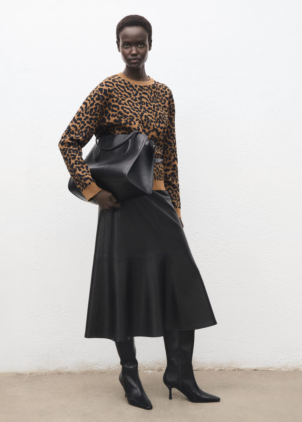 Leopard-print knitted sweater ecru - Woman - S - MANGO | Mango (US/MX/AU)