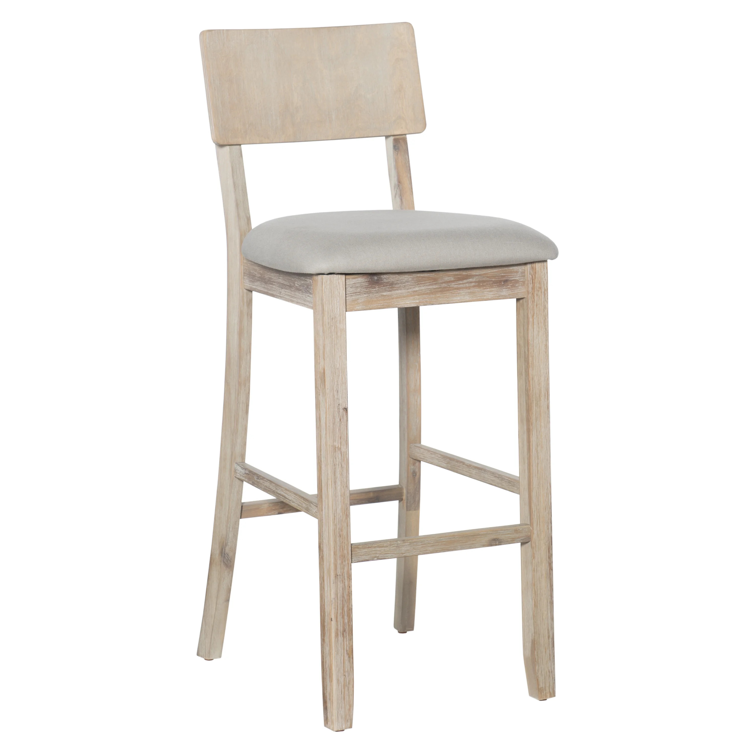 Linon Jordan Full Back Wood Bar Stool, 30" Seat Height, Gray Wash Finish with Gray Fabric - Walma... | Walmart (US)