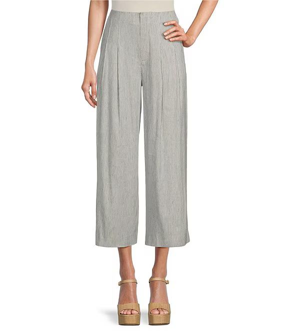 Coordinating Striped Heather Stretch Linen Cropped Pants | Dillard's