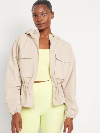 Cinched-Waist Nylon Performance Jacket for Women | Old Navy (US)