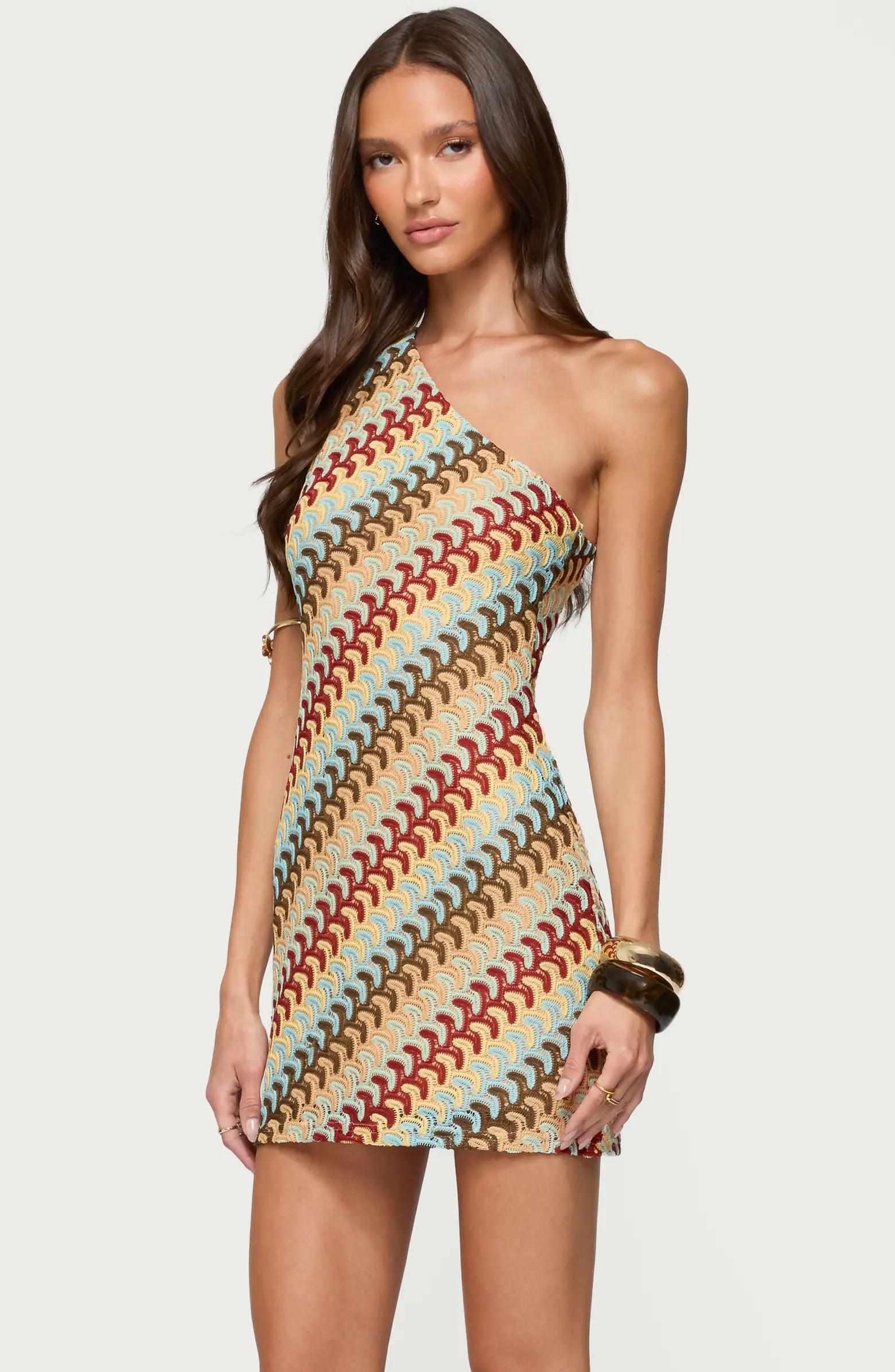 Agua Zigzag Stripe One-Shoulder Minidress | Nordstrom