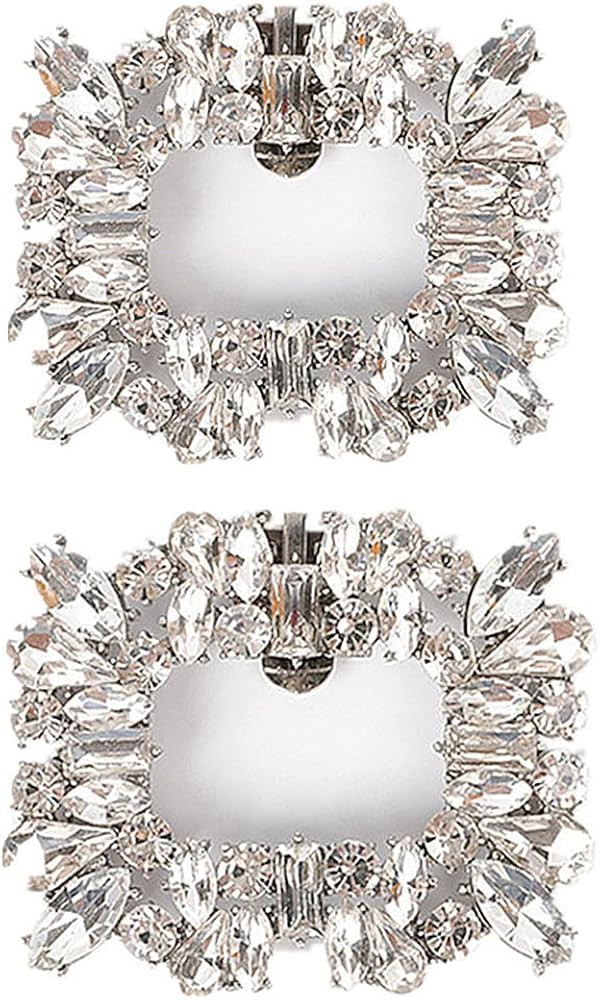 TRIXES Rhinestone Silver Shoe Clips, Crystal Shoe Clamps for Womens High Heels, 2 Pack | Amazon (UK)