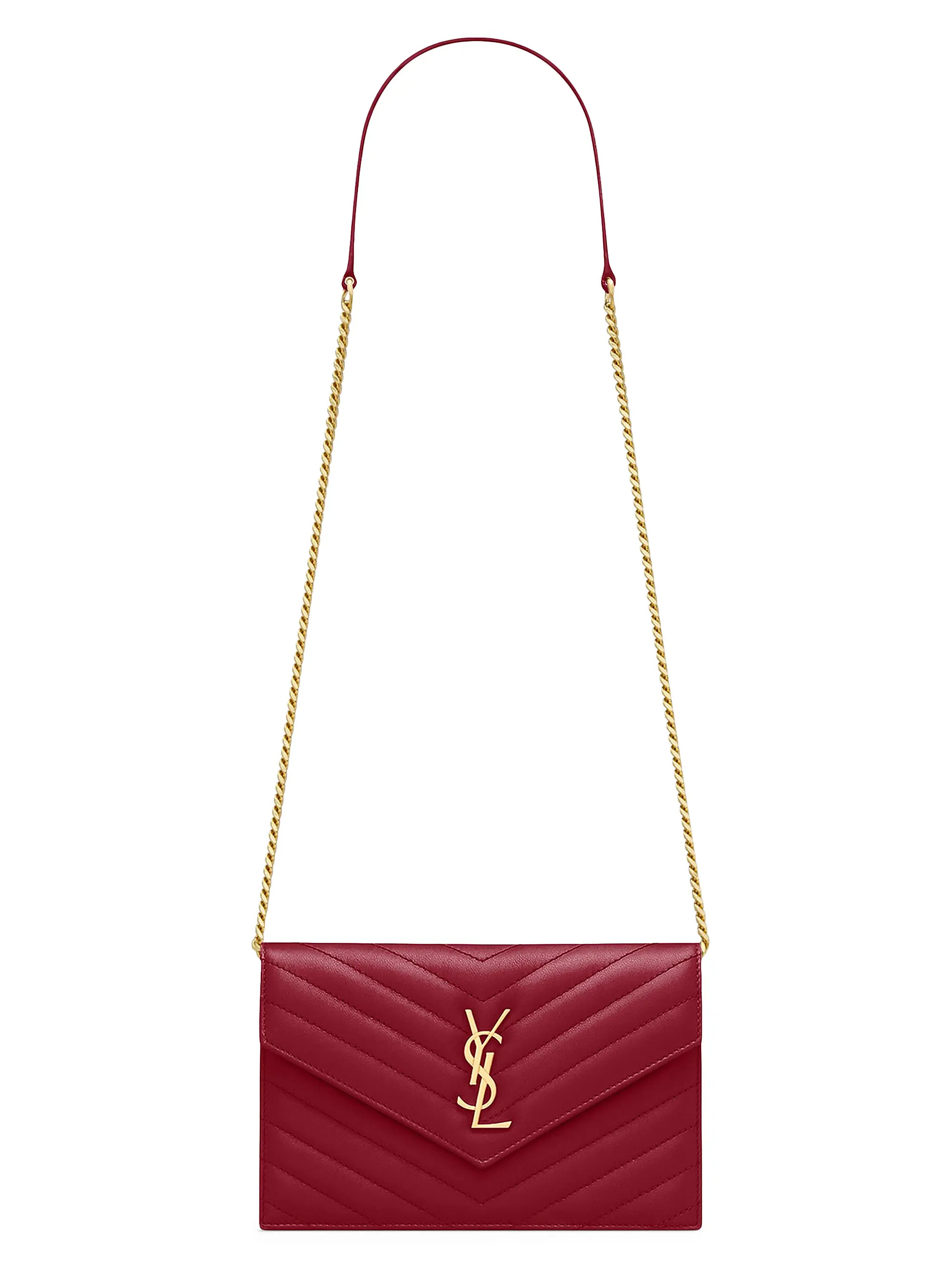 Saint Laurent Cassandre Envelope Chain Wallet in Lambskin Leather | Saks Fifth Avenue | Saks Fifth Avenue