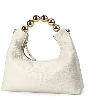 DORIS&JACKY Genuine Leather Top Handle Clutch Bag for Women Small Designer Pearl Tote Purse with ... | Amazon (US)